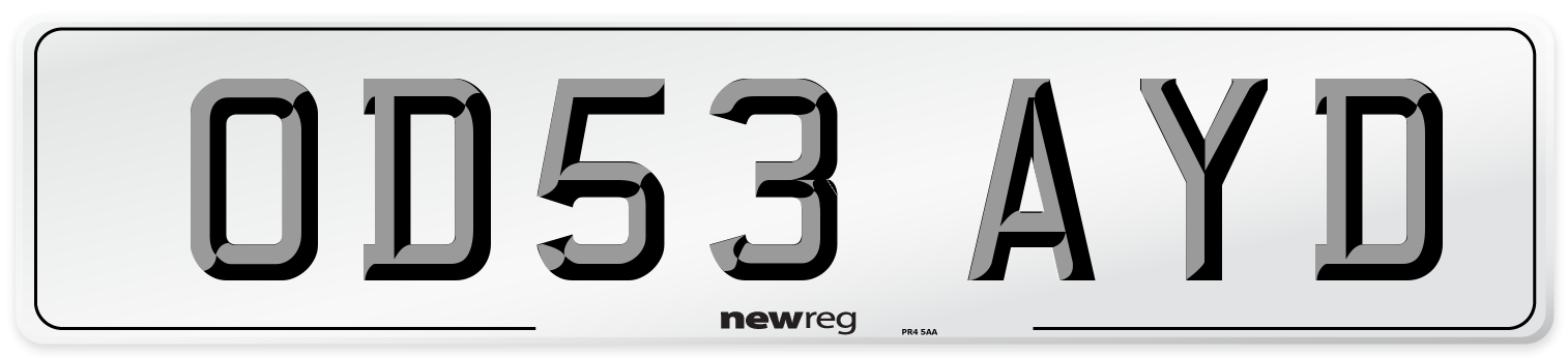 OD53 AYD Number Plate from New Reg